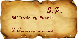 Sárváry Patrik névjegykártya